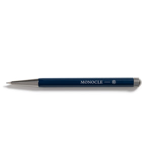 Blue pencil on a white background