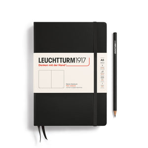 Black notebook with Leuchtturm1917 branding on a white background
