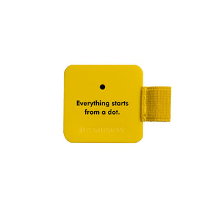 Yellow pen loop and text 'Everything starts from a dot.' on a white background