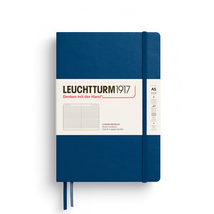 Blue notebook with Leuchtturm1917 branding on a white background