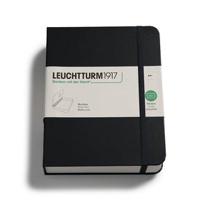 Black notebook with Leuchtturm1917 branding on a white background