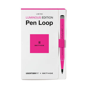 Pink pen loop with packaging on a white background