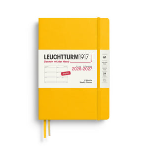 Yellow planner with Leuchtturm1917 branding on a white background