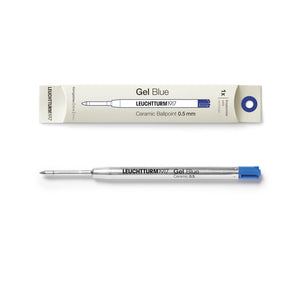 Leuchtturm1917 gel ink pen refills with packaging on a white background