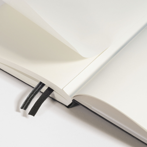 Open book with a bookmark on a white background