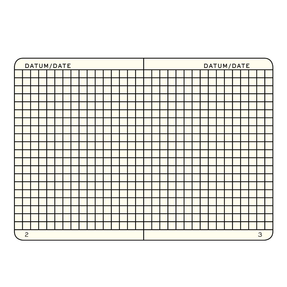 Grid paper with 'Datum/Date' labels on a white background