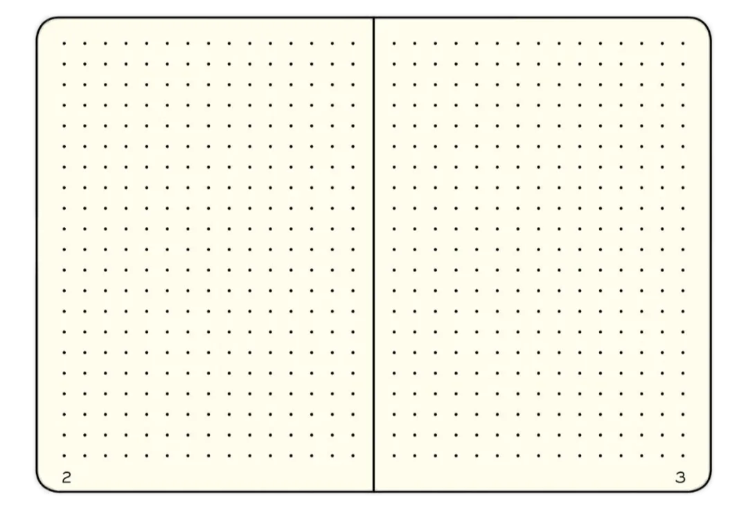 Two blank pages with dot grid on a white background