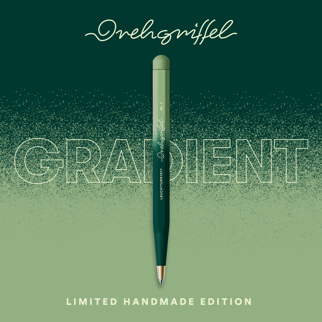 Green pen with gradient effect on a green background