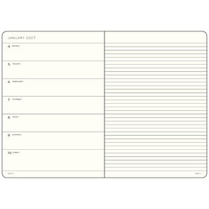 Calendar page for January 2027 with days of the week and lined notes section.