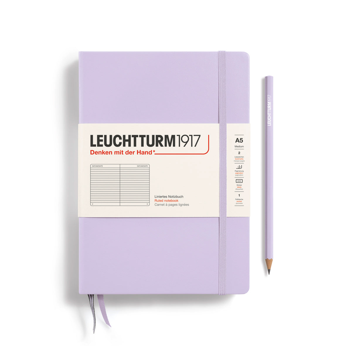 Purple notebook with Leuchtturm1917 branding on a white background