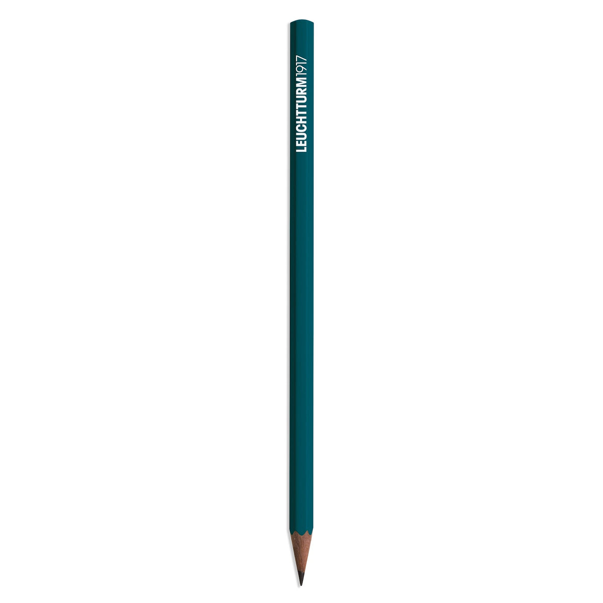 Teal pencil with 'Leuchtturm1917' branding on a white background