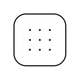 Black square with rounded corners and small black dots on a white background