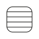 Outline of a rectangular button with rounded corners on a white background