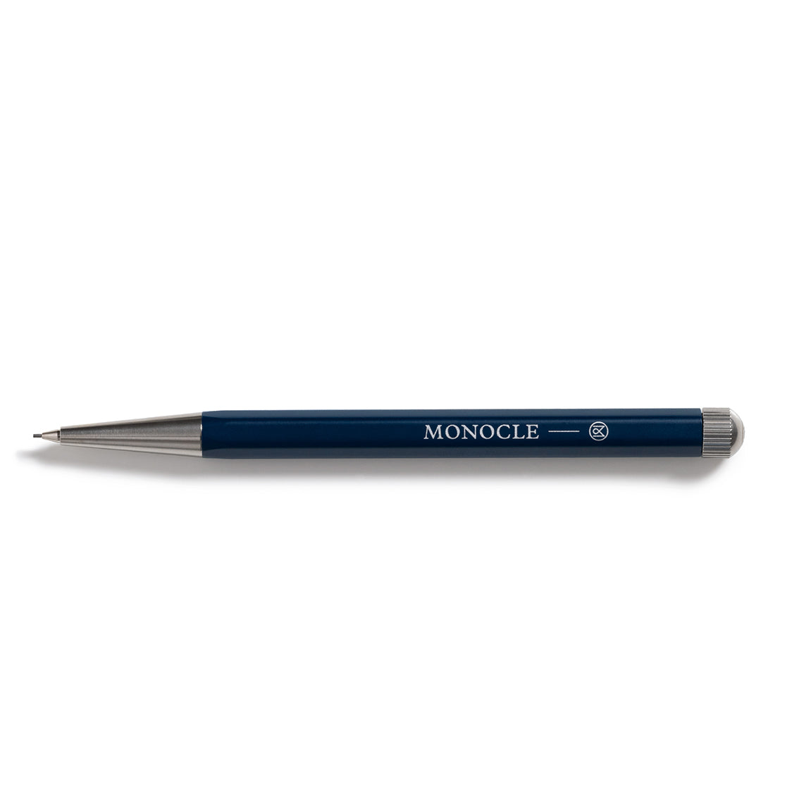Blue pencil on a white background