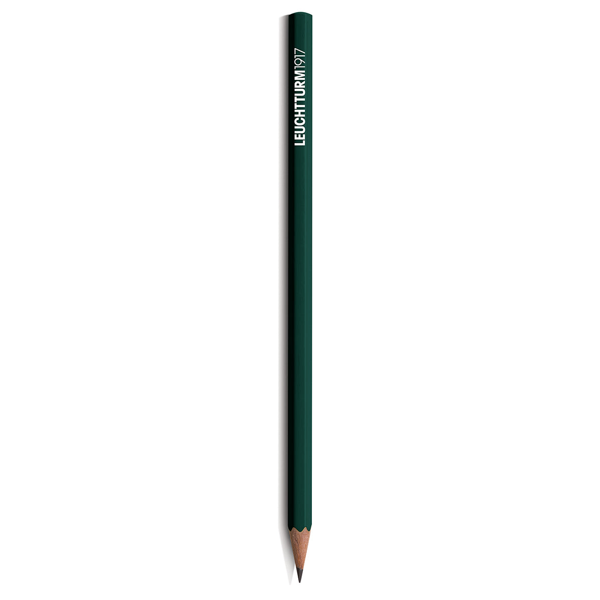 Green pencil with 'Leuchtturm1917' branding on a white background
