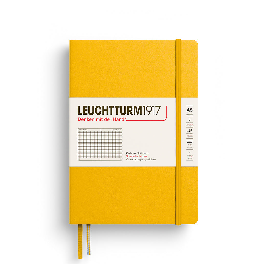 Yellow notebook with Leuchtturm1917 branding on a white background