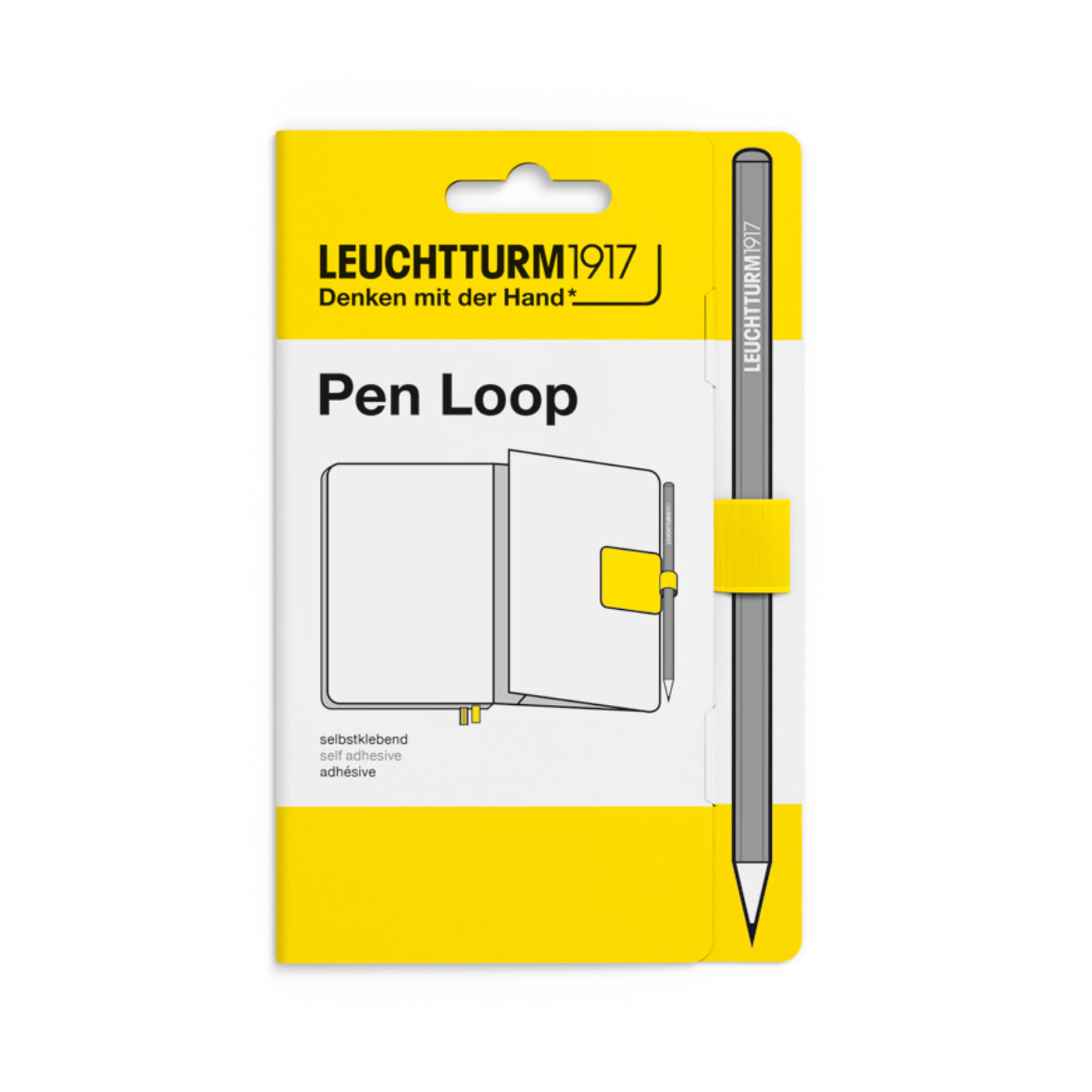 Leuchtturm1917 yellow pen loop on a white background