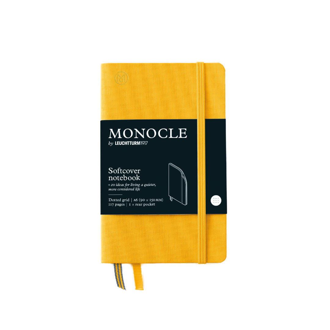 Yellow notebook with Monocle branding on a white background