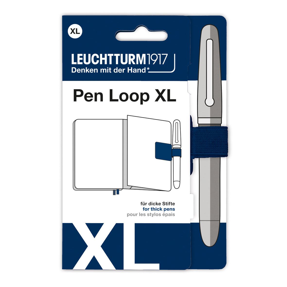 Leuchtturm1917 Pen Loop XL packaging with pen illustration on a white background