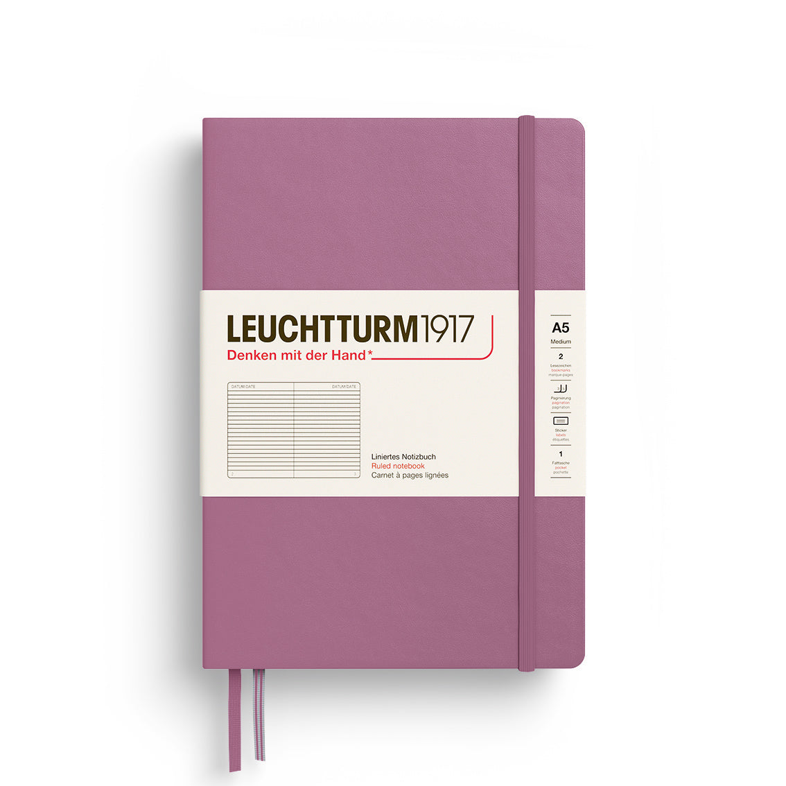 Purple notebook with Leuchtturm1917 branding on a white background