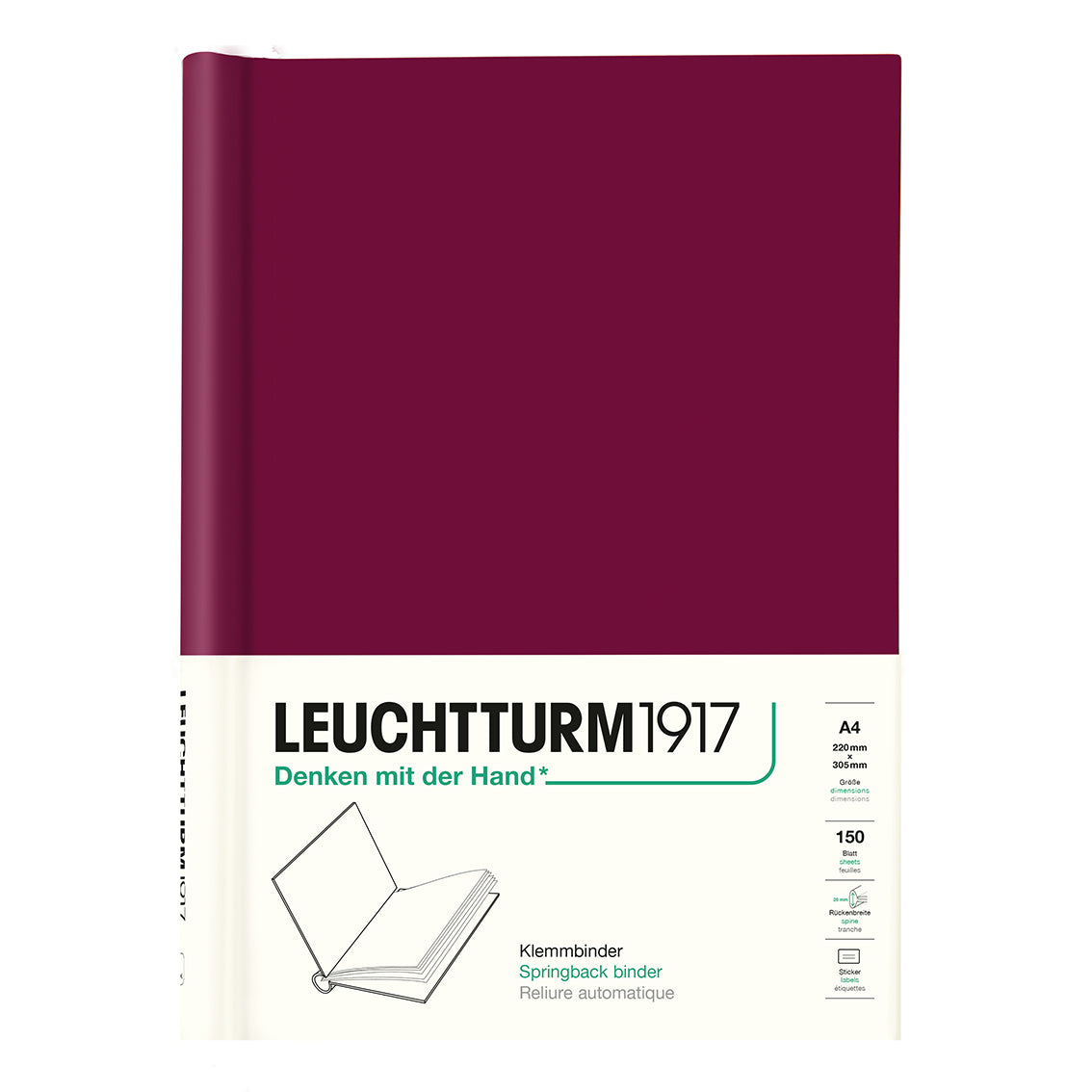 Maroon springback binder with Leuchtturm1917 branding on a white background