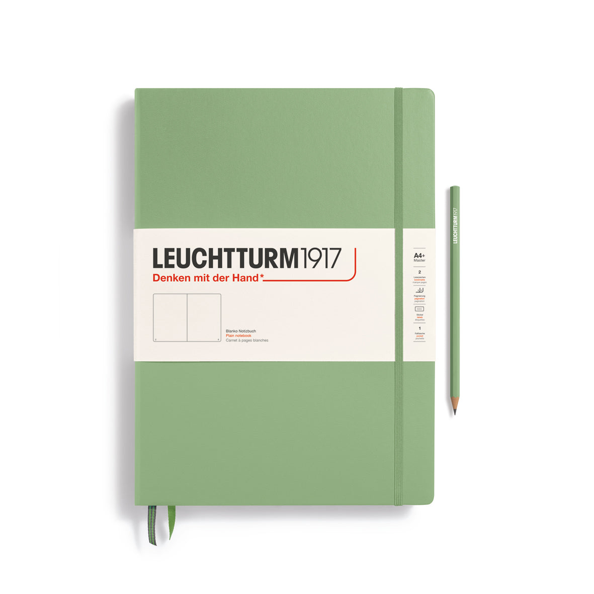 Green notebook with Leuchtturm1917 branding on a white background