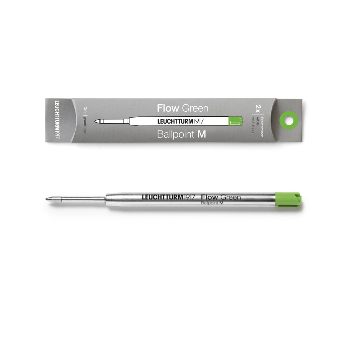 Leuchtturm1917 ballpoint pen refills with packaging on a white background
