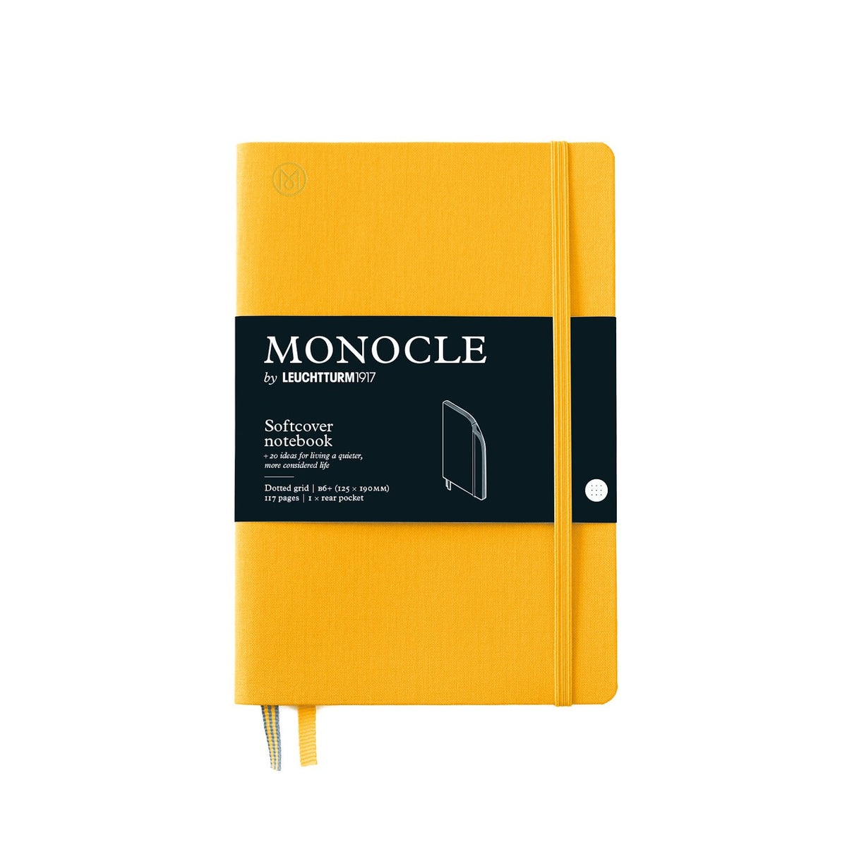 Yellow notebook with Monocle branding on a white background
