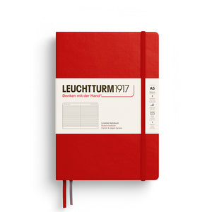 Red notebook with Leuchtturm1917 branding on a white background