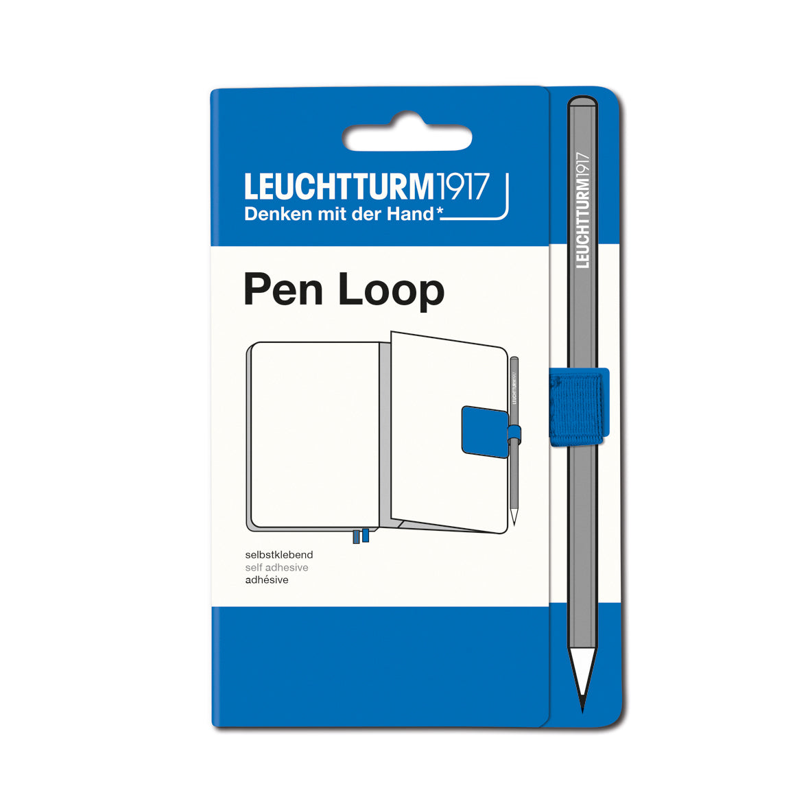 Leuchtturm1917 blue pen loop on a white background