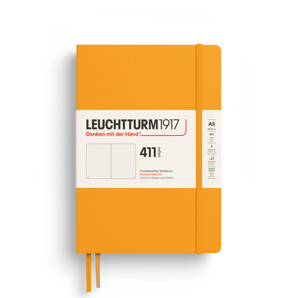 Orange notebook with Leuchtturm1917 branding on a white background