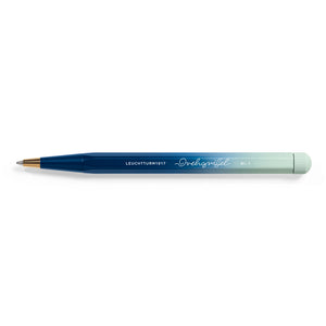 Gradient blue pen on a white background