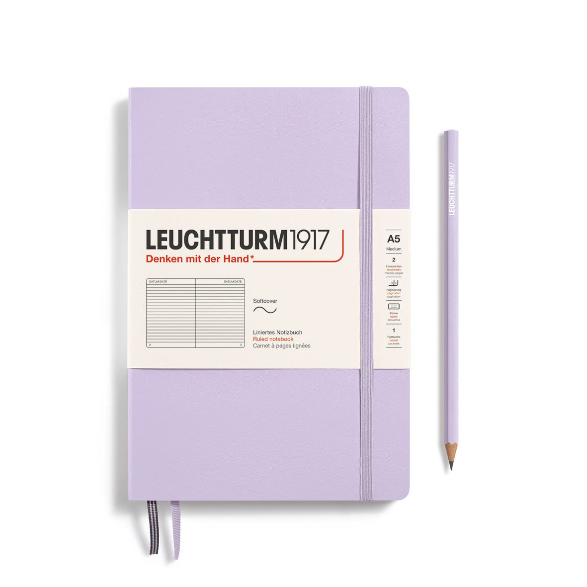Purple notebook with Leuchtturm1917 branding on a white background
