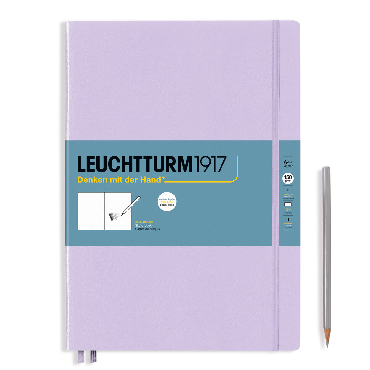 Purple notebook with blue label featuring Leuchtturm1917 branding on a white background