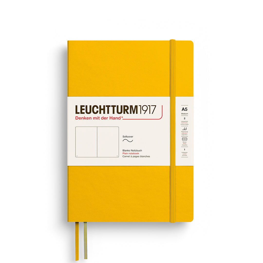 Yellow notebook with Leuchtturm1917 branding on a white background
