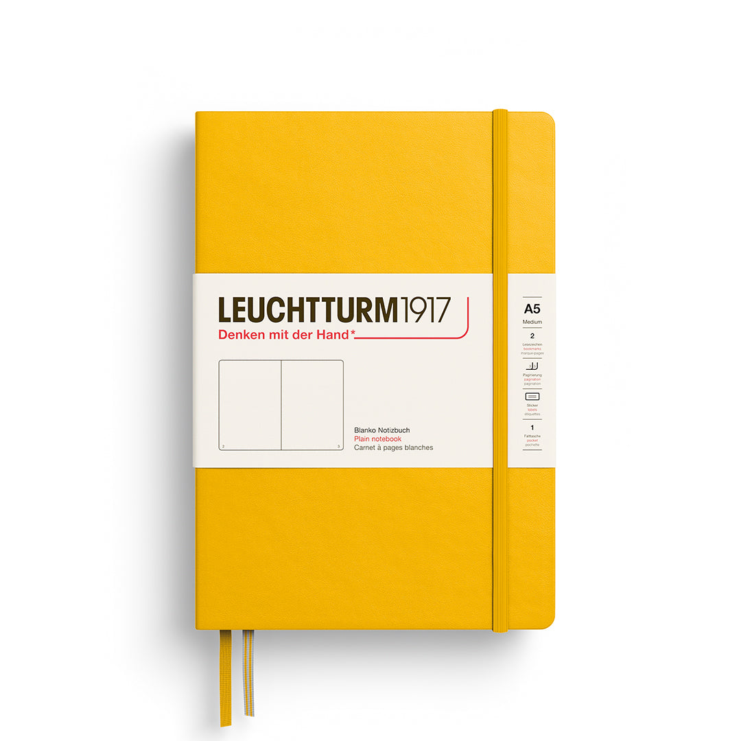 Yellow notebook with Leuchtturm1917 branding on a white background