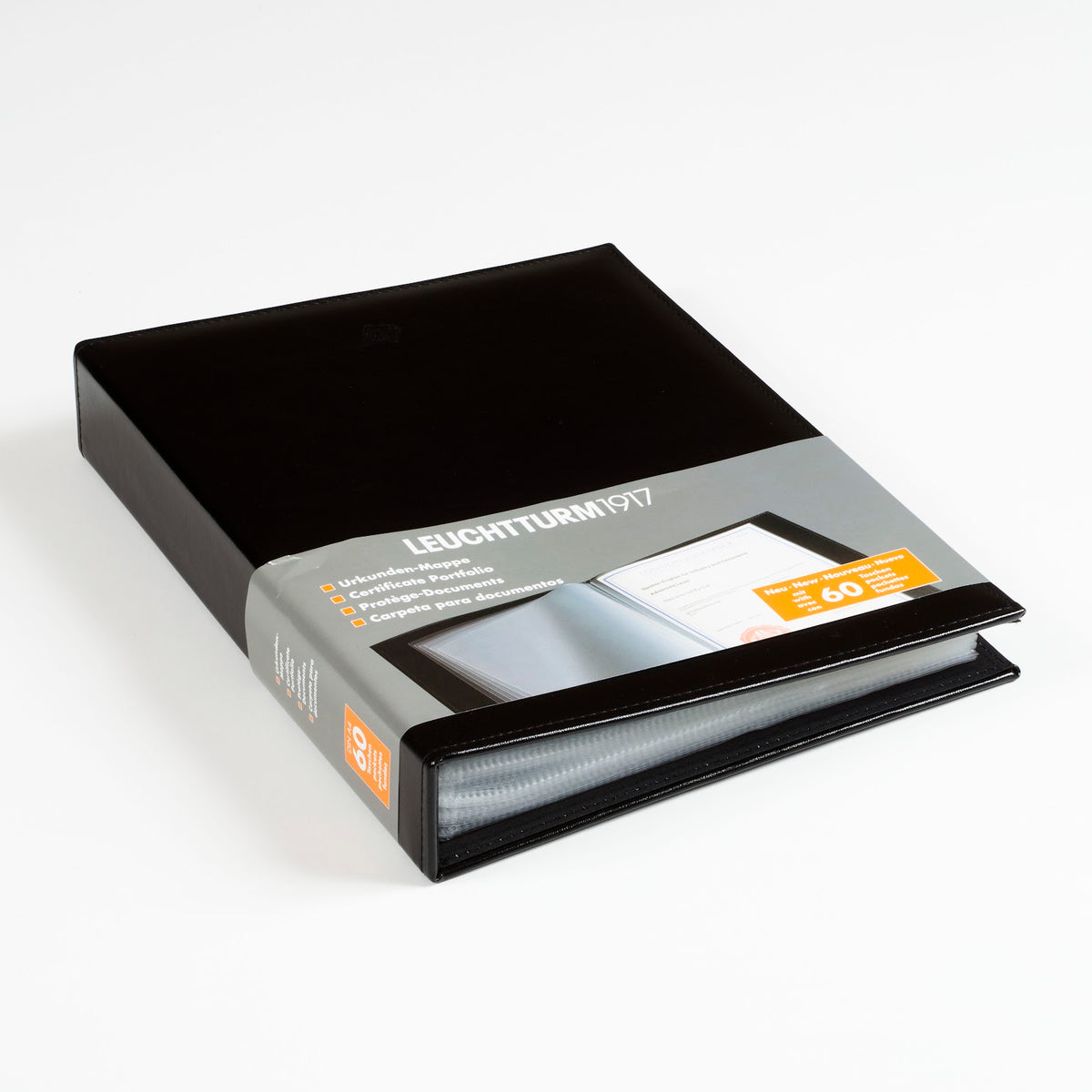 Black notebook with Leuchtturm1917 branding on a white background