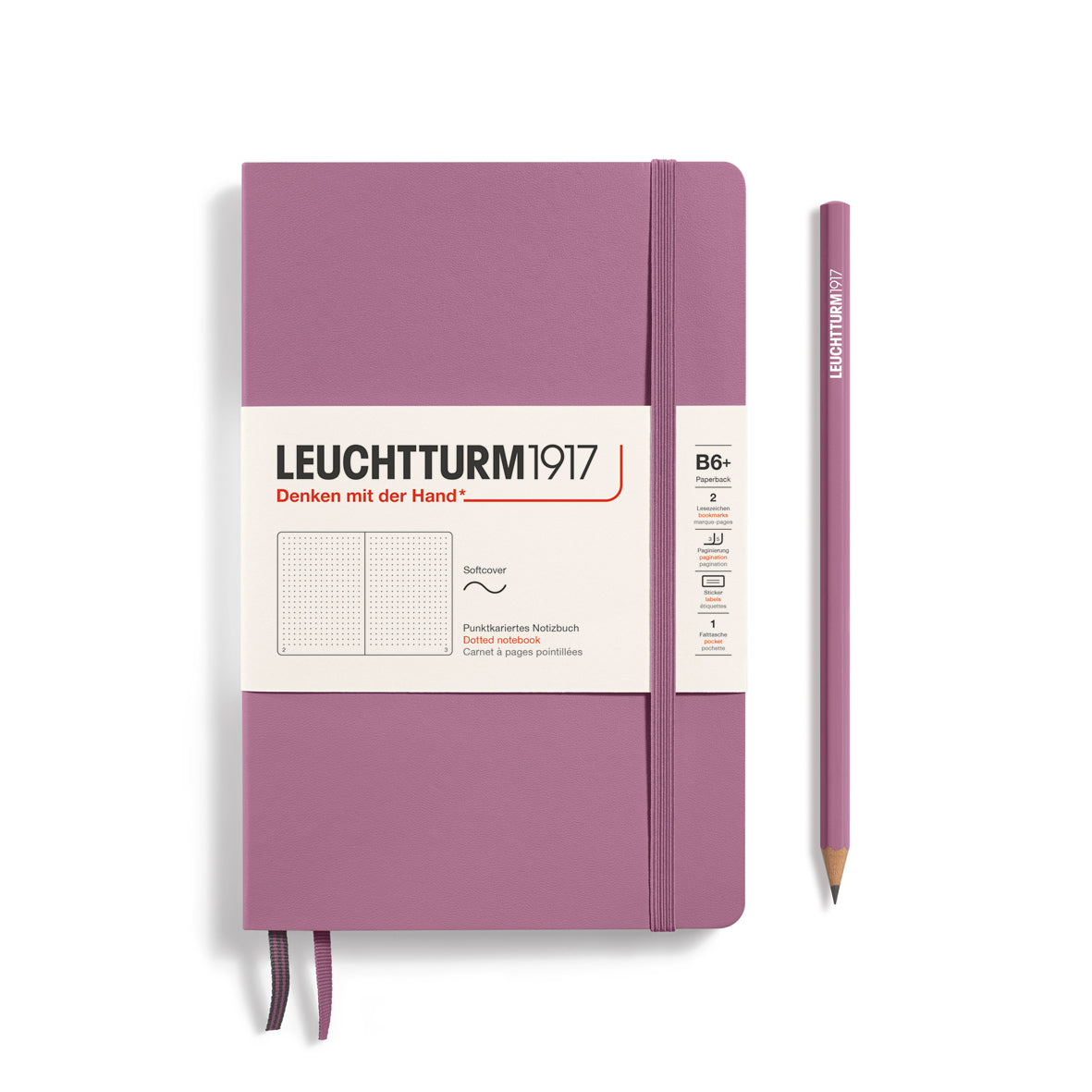 Purple notebook with Leuchtturm1917 branding on a white background