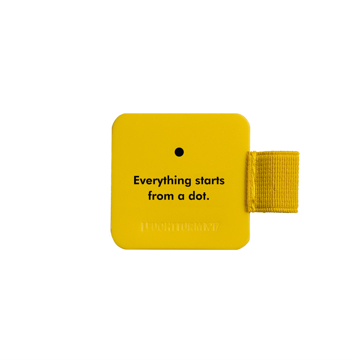 Yellow pen loop and text 'Everything starts from a dot.' on a white background