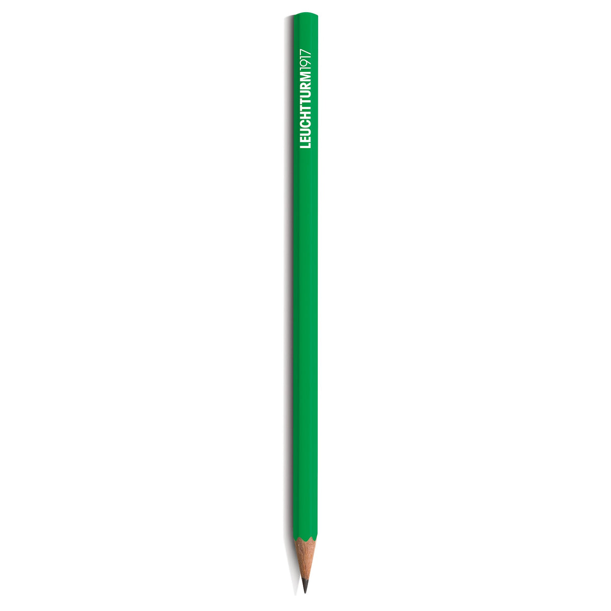 Green pencil with 'Leuchtturm1917' branding on a white background