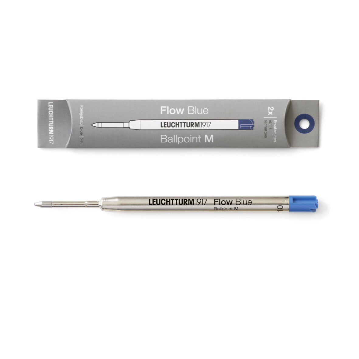 Leuchtturm1917 ballpoint pen refill with packaging on a white background