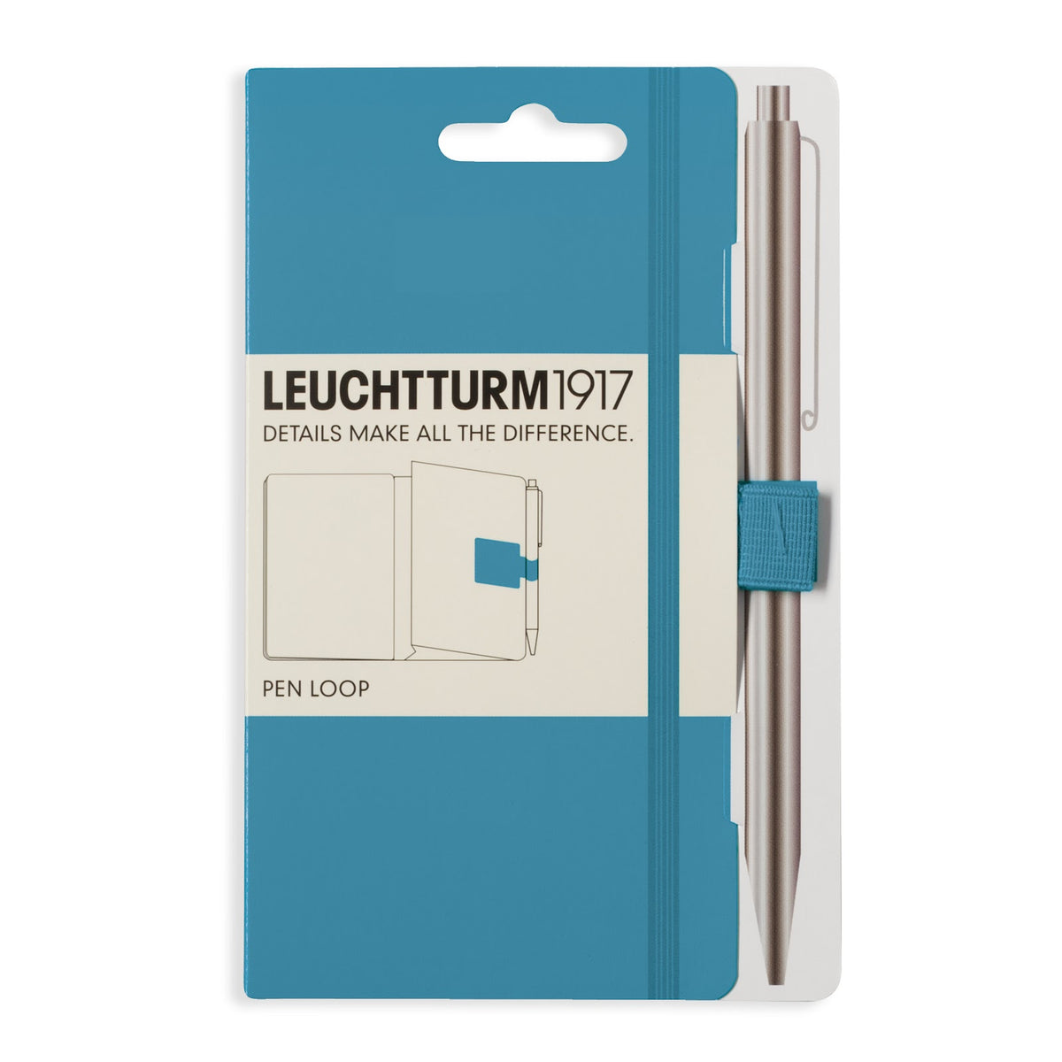 Leuchtturm1917 blue pen loop in packaging on a white background
