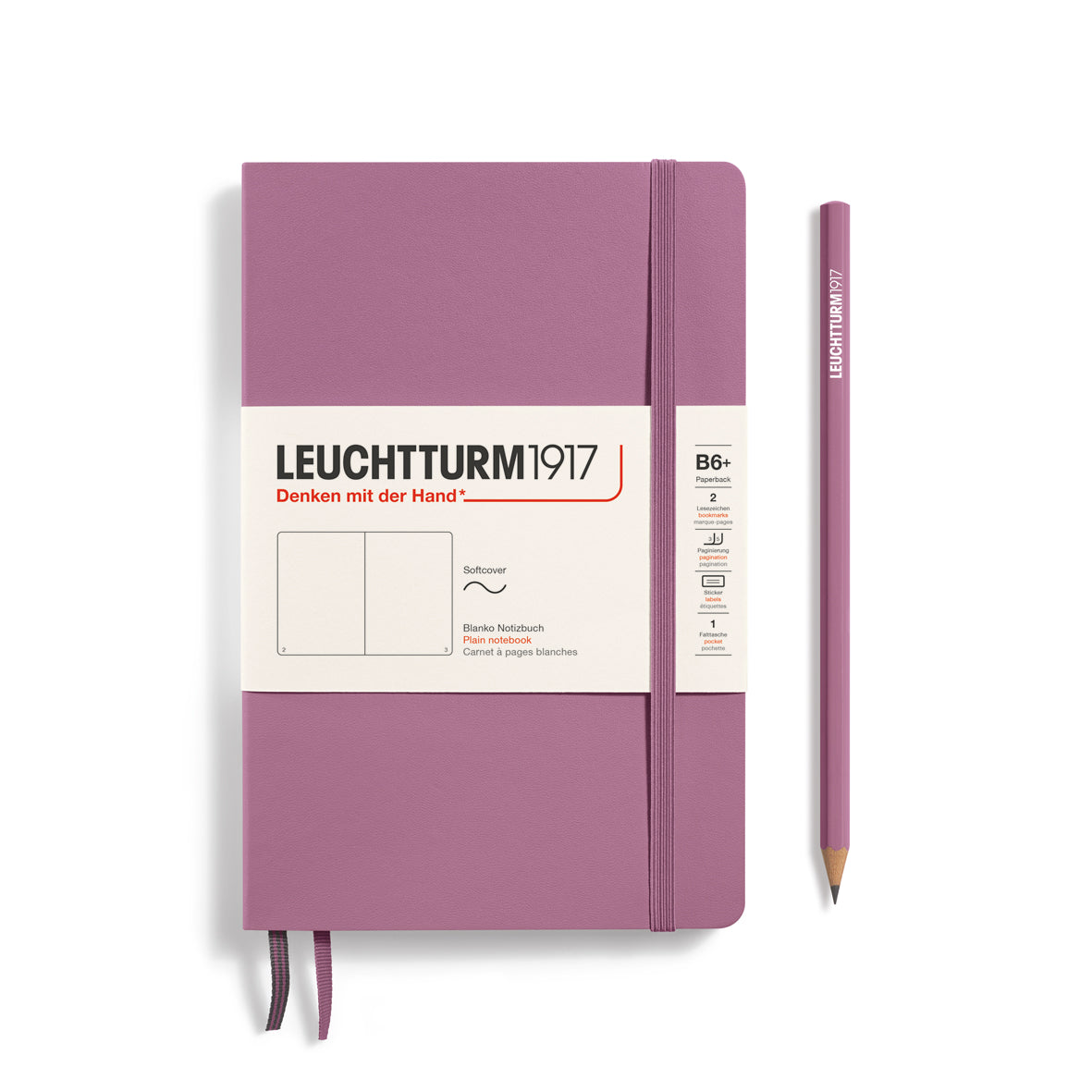 Purple notebook with Leuchtturm1917 branding on a white background