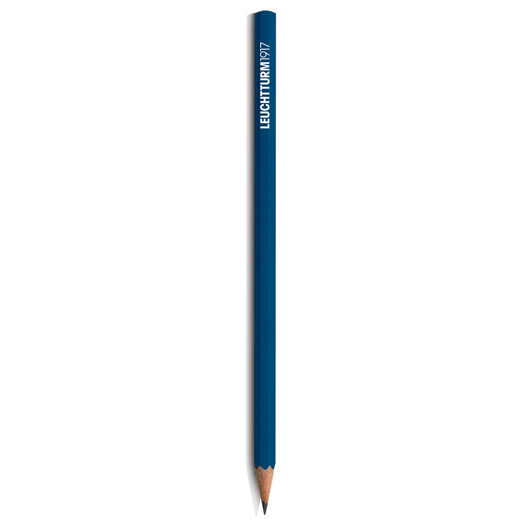 Blue pencil with 'Leuchtturm1917' branding on a white background