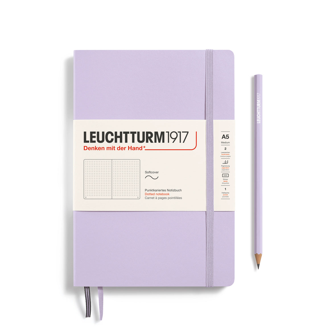 Purple notebook with Leuchtturm1917 branding on a white background