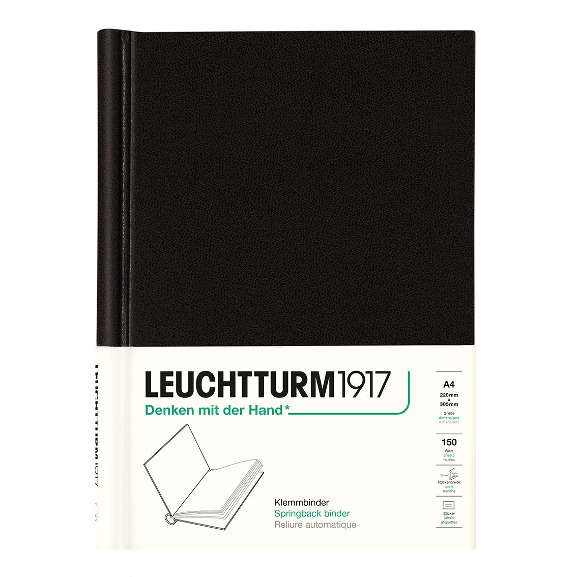 Black springback binder with Leuchtturm1917 branding on a white background