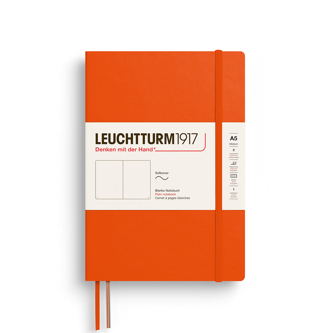 Orange notebook with Leuchtturm1917 branding on a white background
