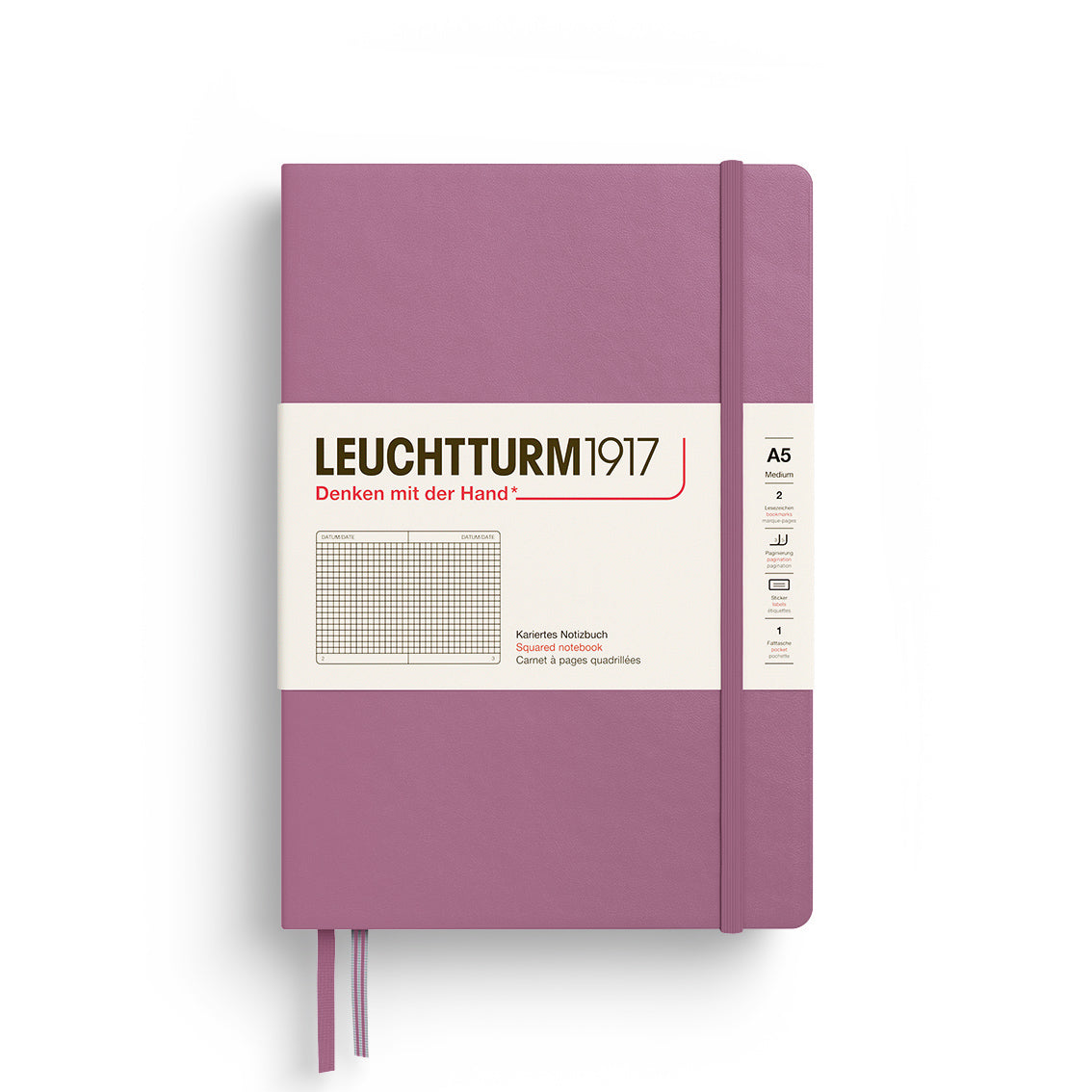 Purple notebook with Leuchtturm1917 branding on a white background