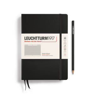 Black notebook with Leuchtturm1917 branding on a white background