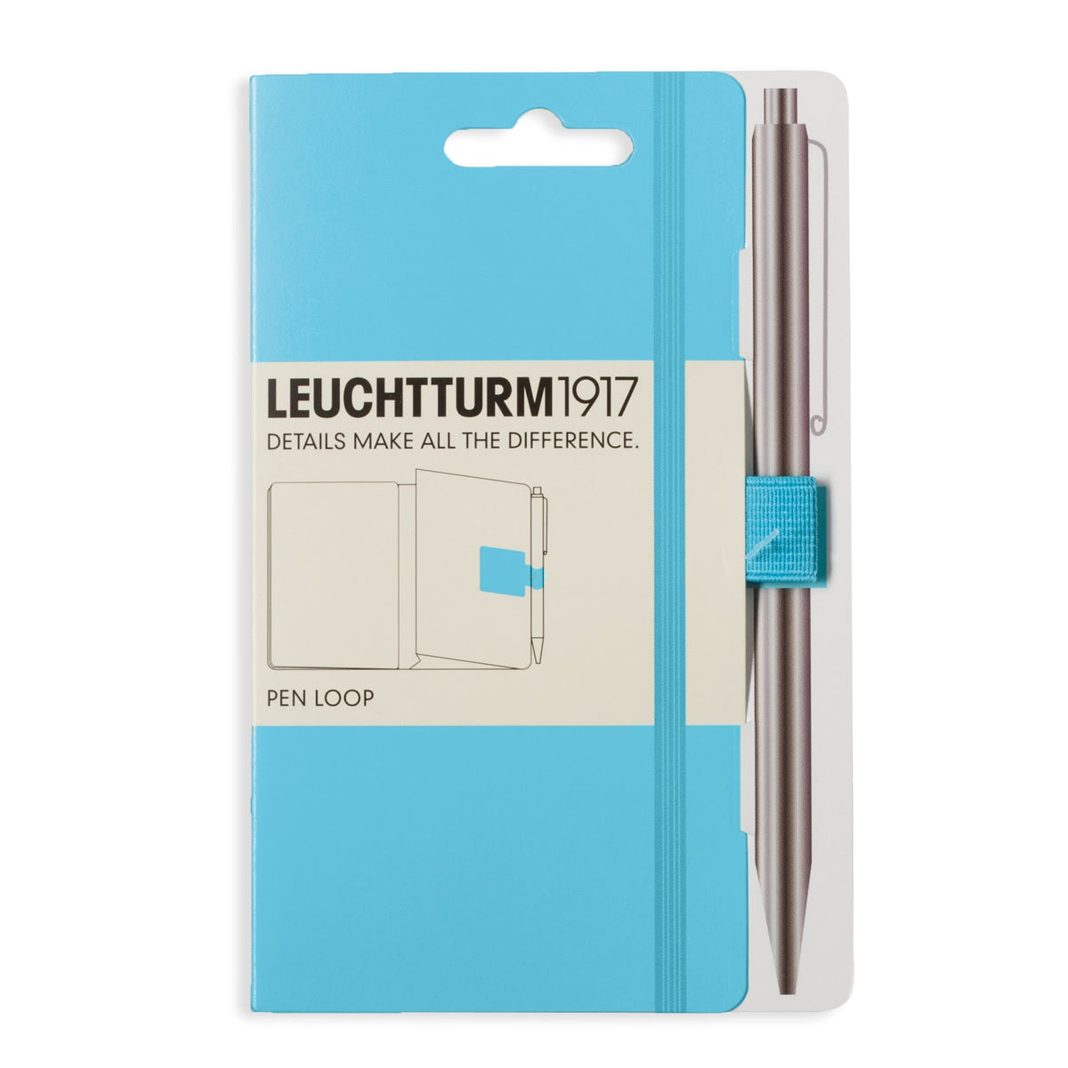 Leuchtturm1917 blue pen loop in packaging on a white background
